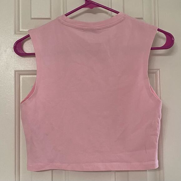 ZARA • Baby Pink Cropped Fitted Sleeveless Scoop Neck Tank Top - Picture 5 of 6